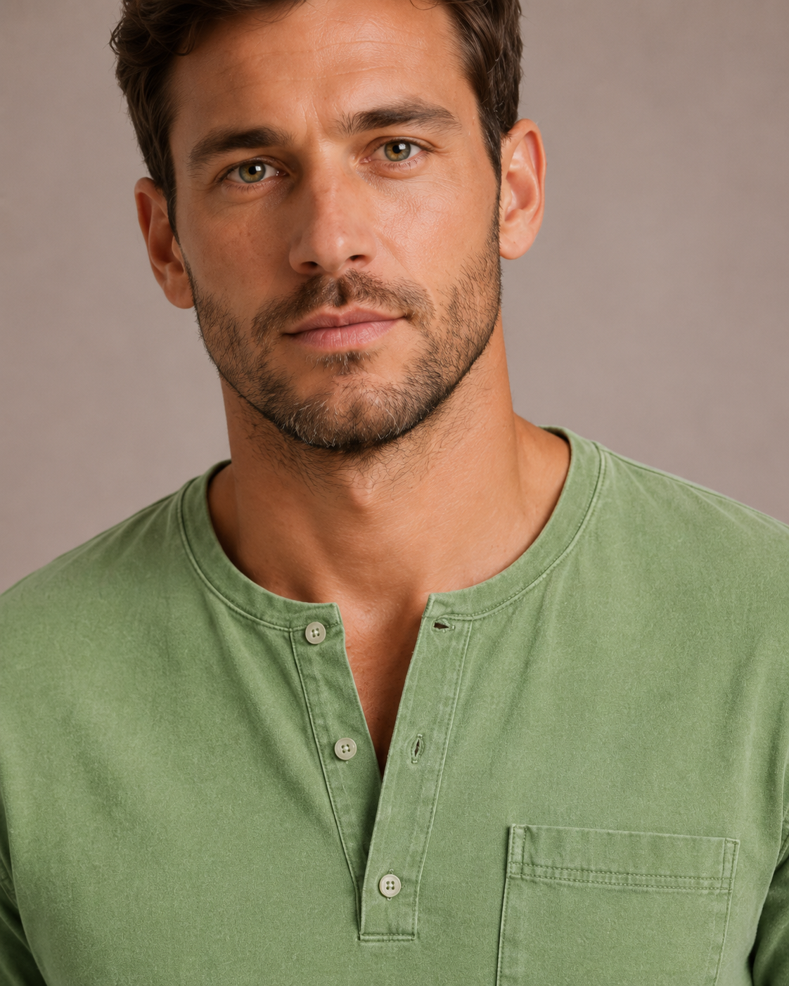 Kai | Men's Long Sleeve Garment Dyed Henley Shirt