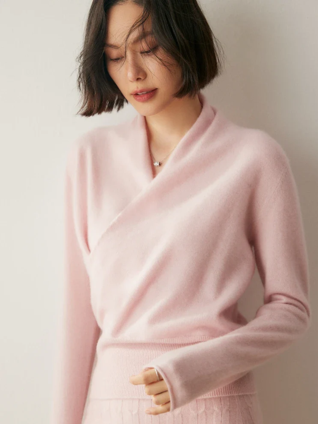 Women’s Wrap Front Sweater – Refined Slim Knit for Office and Smart Casual Wear