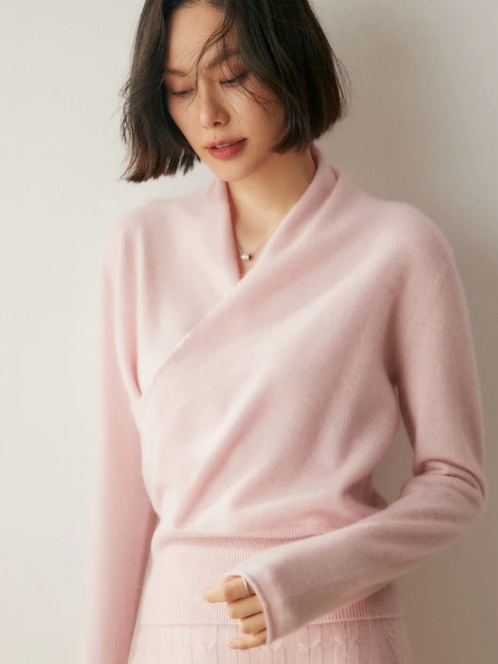 Women’s Wrap Front Sweater – Refined Slim Knit for Office and Smart Casual Wear