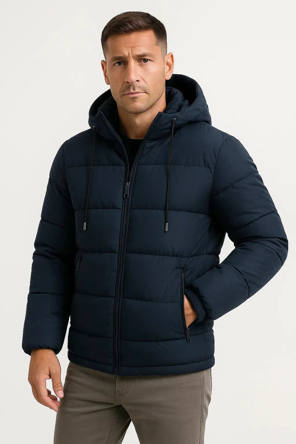 Harrington Oxford | Men's Insulated Puffer Jacket Cotton Blend with Hood Harrington Oxford