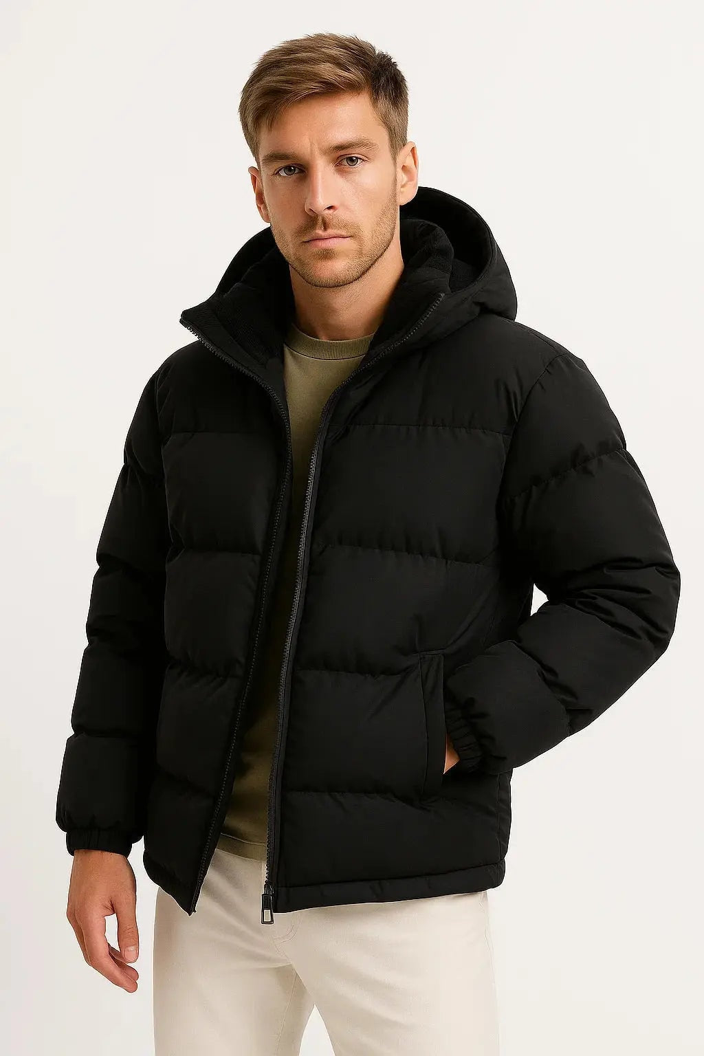 Harrington Oxford | Men's Puffer Jacket Lightweight Insulated with Hood and Pockets Harrington Oxford