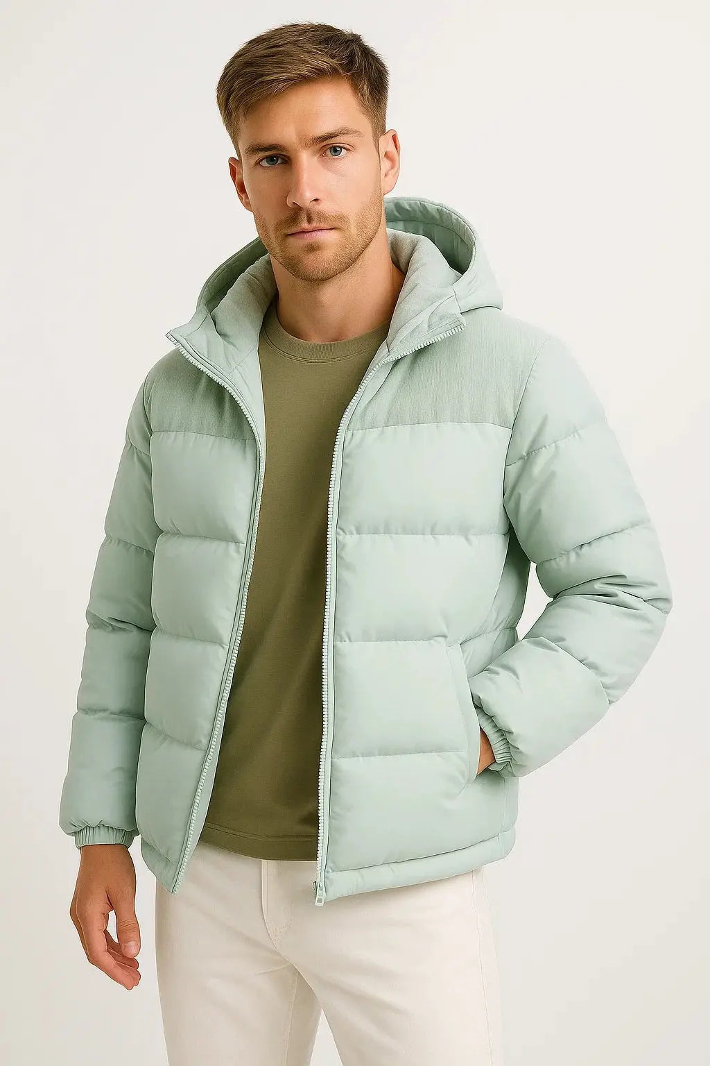 Harrington Oxford | Men's Puffer Jacket Lightweight Insulated with Hood and Pockets Harrington Oxford
