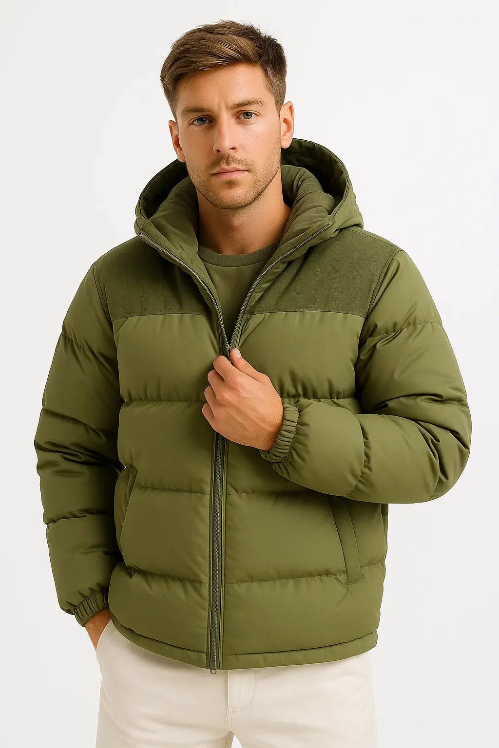 Harrington Oxford | Men's Puffer Jacket Lightweight Insulated with Hood and Pockets Harrington Oxford