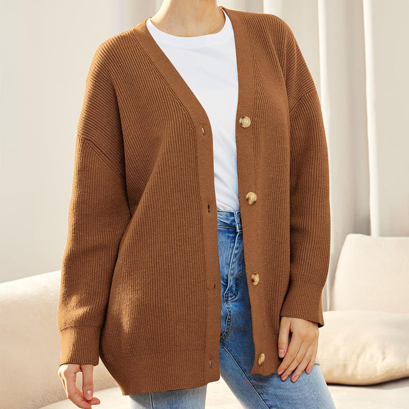 Women’s Oversized Knit Cardigan – Soft Button-Front Layer for Office and Relaxed Days