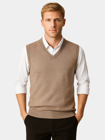 Cole | Men's Knit V Neck Sweater Vest Slim Fit Sleeveless Pullover