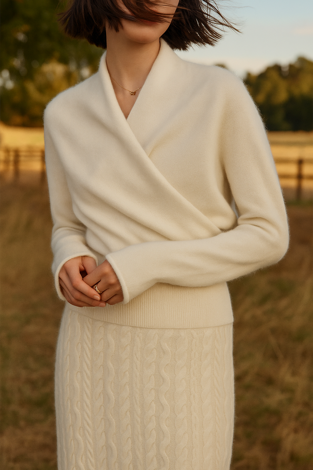 Women’s Wrap Front Sweater – Refined Slim Knit for Office and Smart Casual Wear