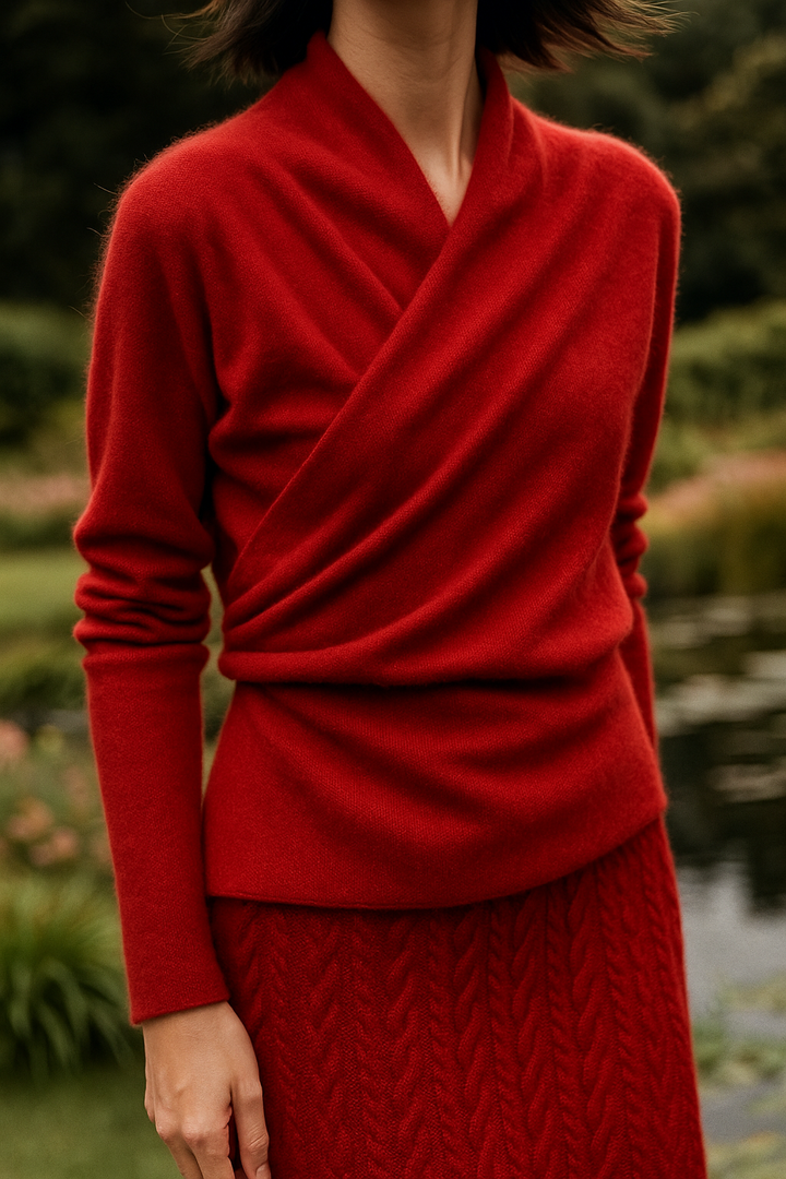 Women’s Wrap Front Sweater – Refined Slim Knit for Office and Smart Casual Wear