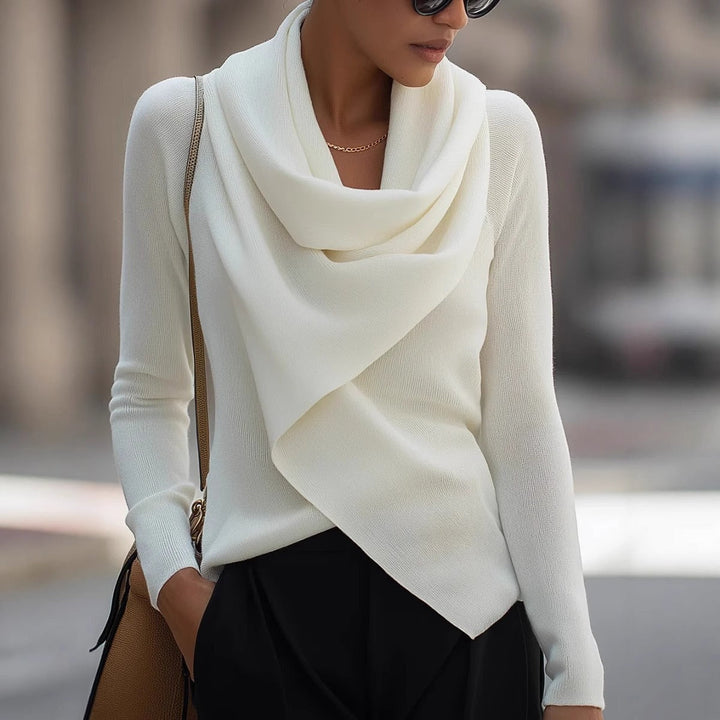 Long-Sleeve Knit Sweater With Wrap Detail - Ernestine