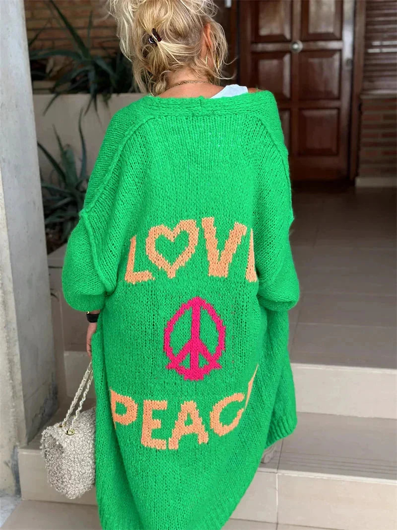 Long Oversized Bohemian Knit Cardigan - Faye