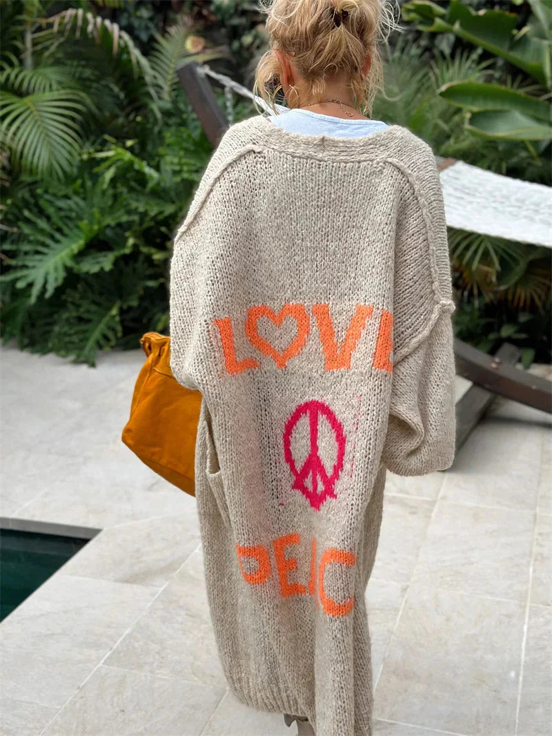 Long Oversized Bohemian Knit Cardigan - Faye