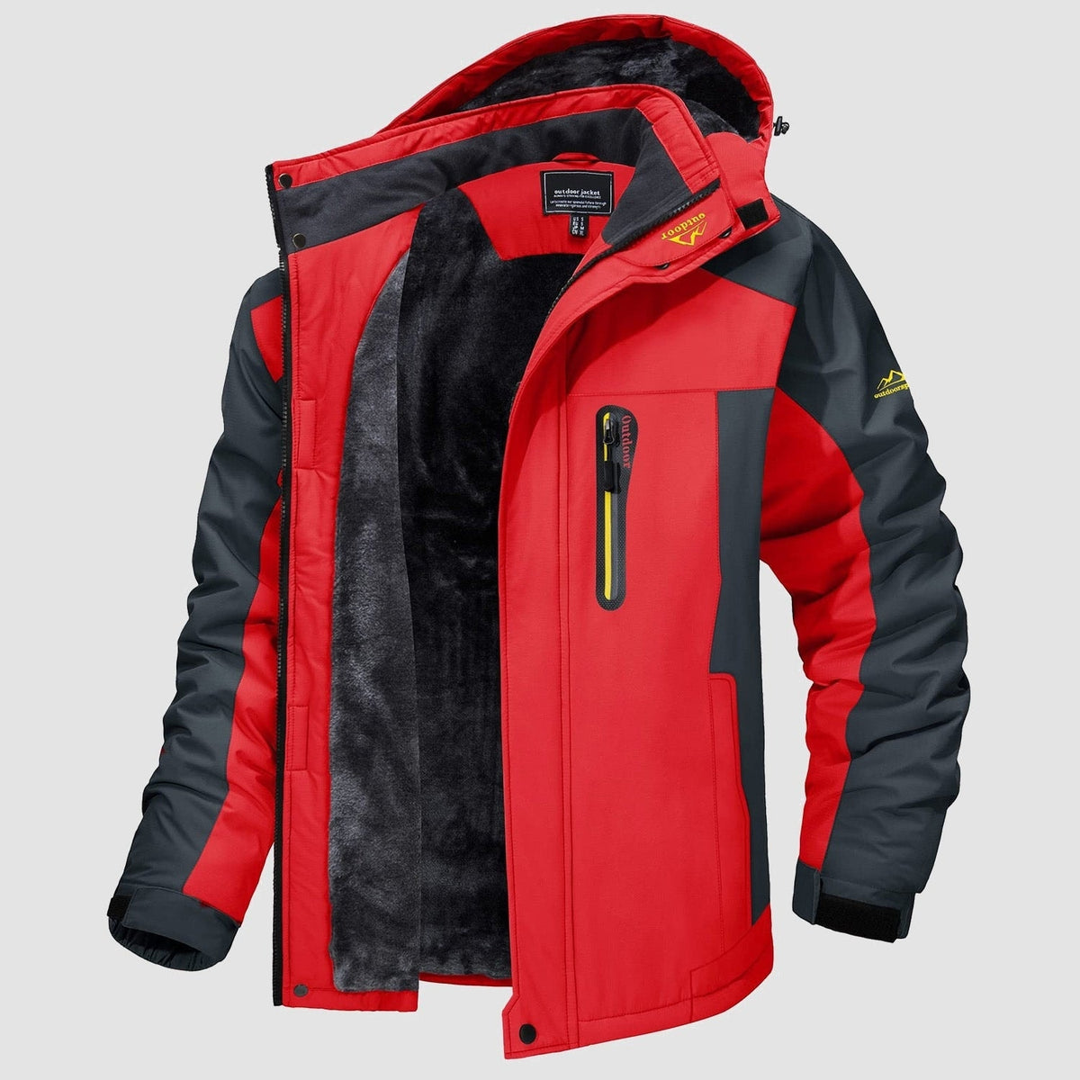 Red MAGCOMSEN Men's Water-Resistant Ski Jacket - Warm Fleece Winter in #Color_Red