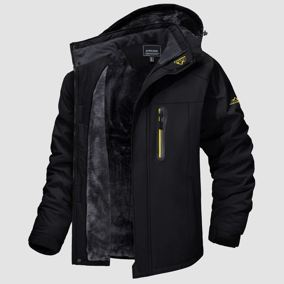 Black MAGCOMSEN Men's Water-Resistant Ski Jacket - Warm Fleece Winter in #Color_Black