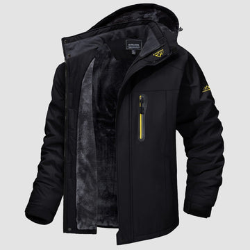 Black MAGCOMSEN Men's Water-Resistant Ski Jacket - Warm Fleece Winter in #Color_Black