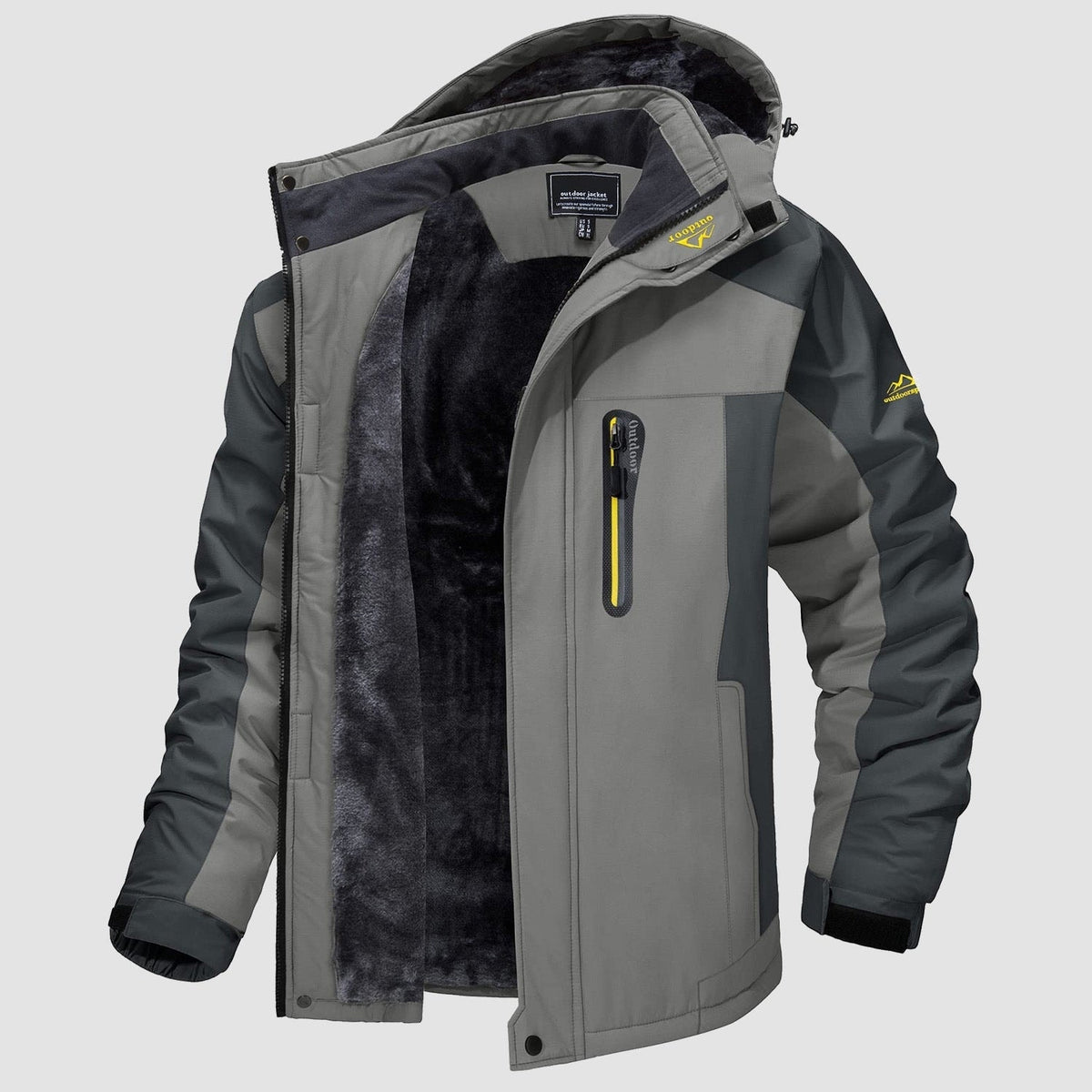 Light Grey MAGCOMSEN Men's Water-Resistant Ski Jacket - Warm Fleece Winter in #Color_Light Grey