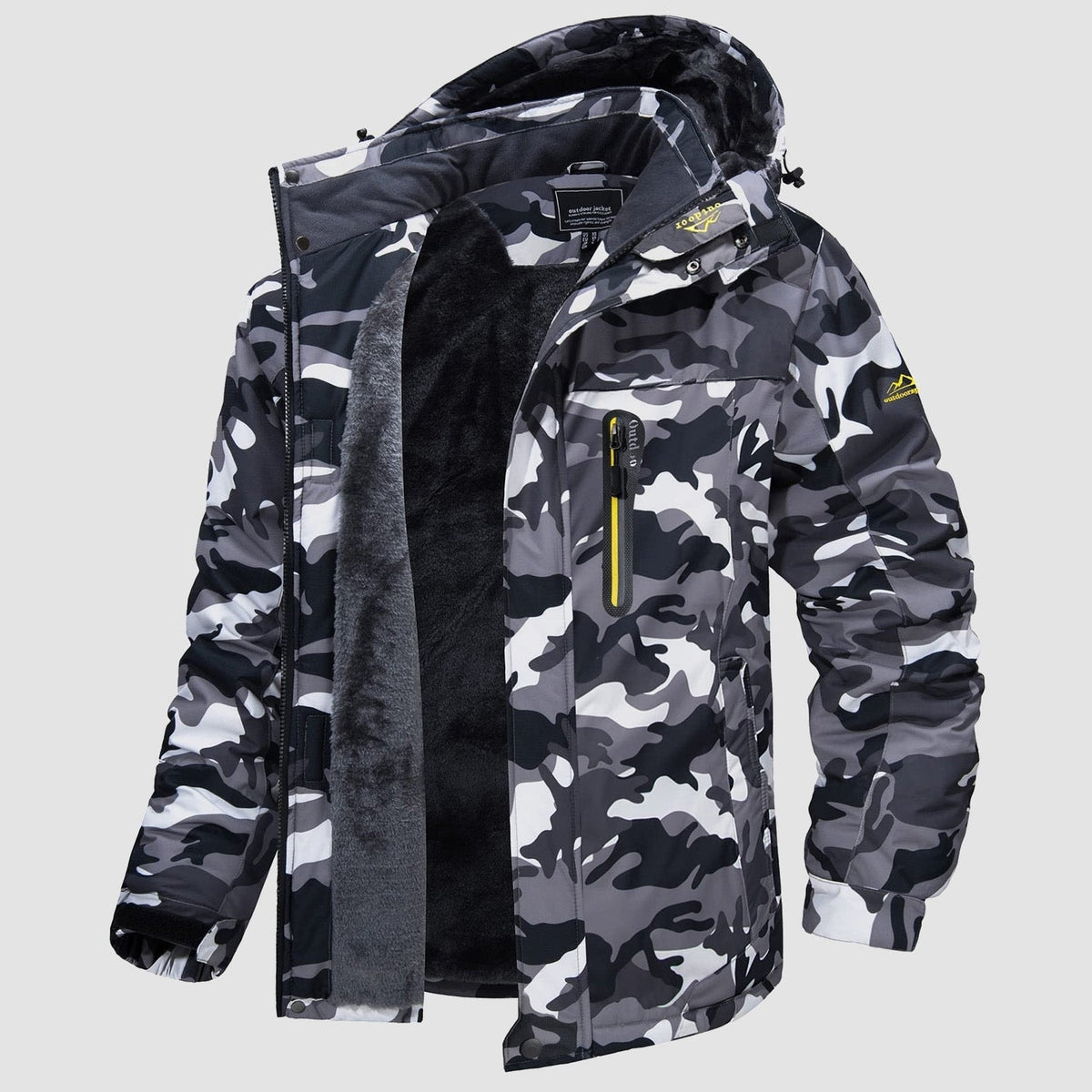 Black Camo MAGCOMSEN Men's Water-Resistant Ski Jacket - Warm Fleece Winter in #Color_Black Camo