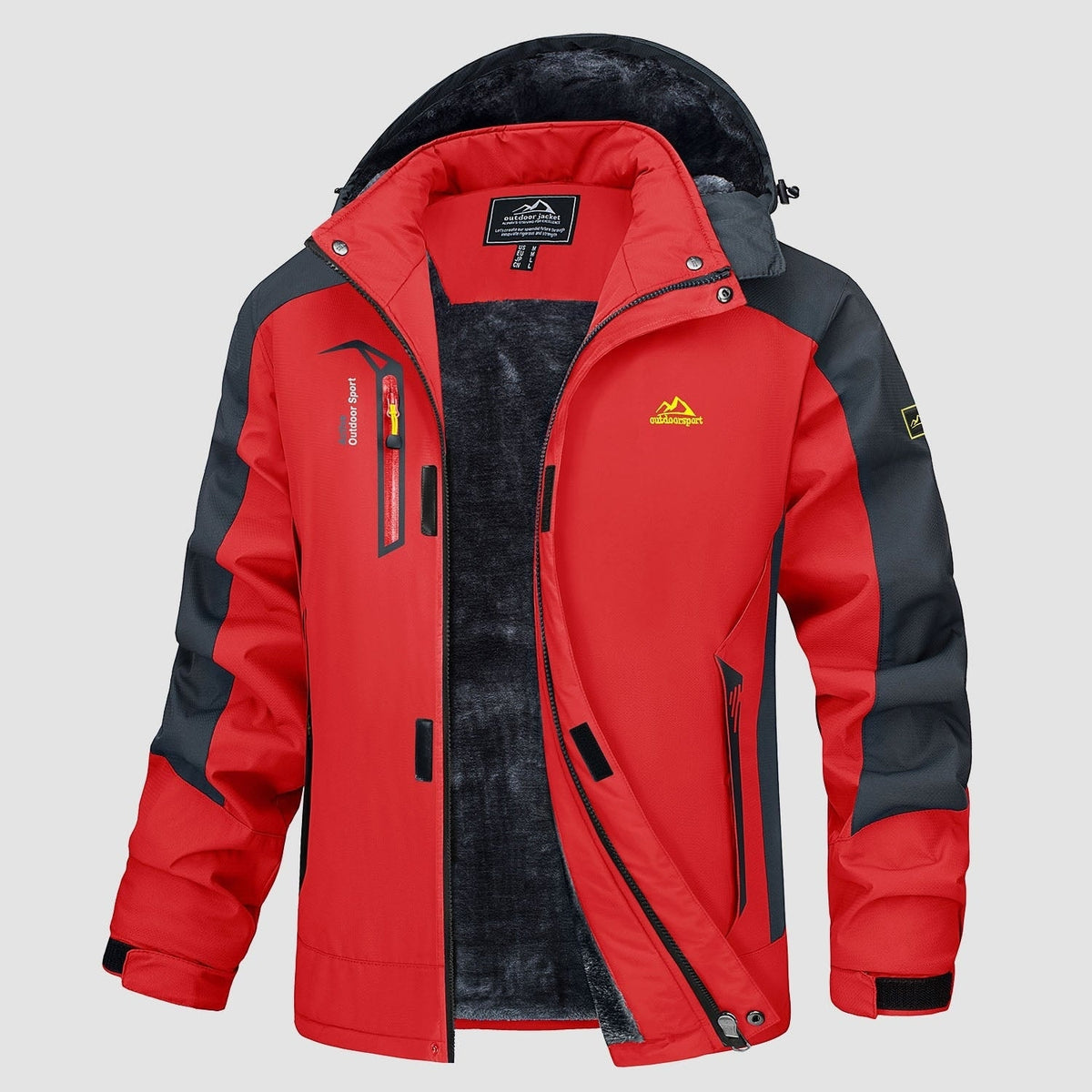 Red MAGCOMSEN Men's Water Resistant Ski Jacket - Fleece Lined Parka with Pockets in #Color_Red