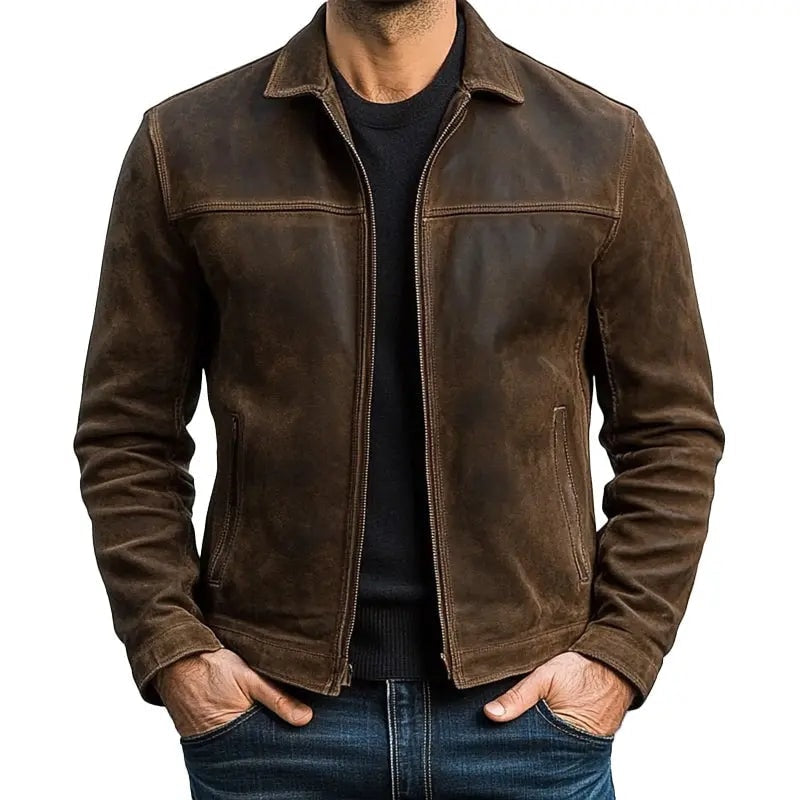 Harrington Oxford | Men's Classic Zipper Leather Jacket Harrington Oxford
