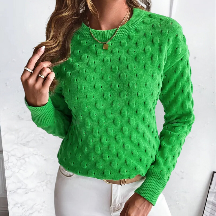 Women’s Cable Knit Cashmere Sweater with Crew Neck