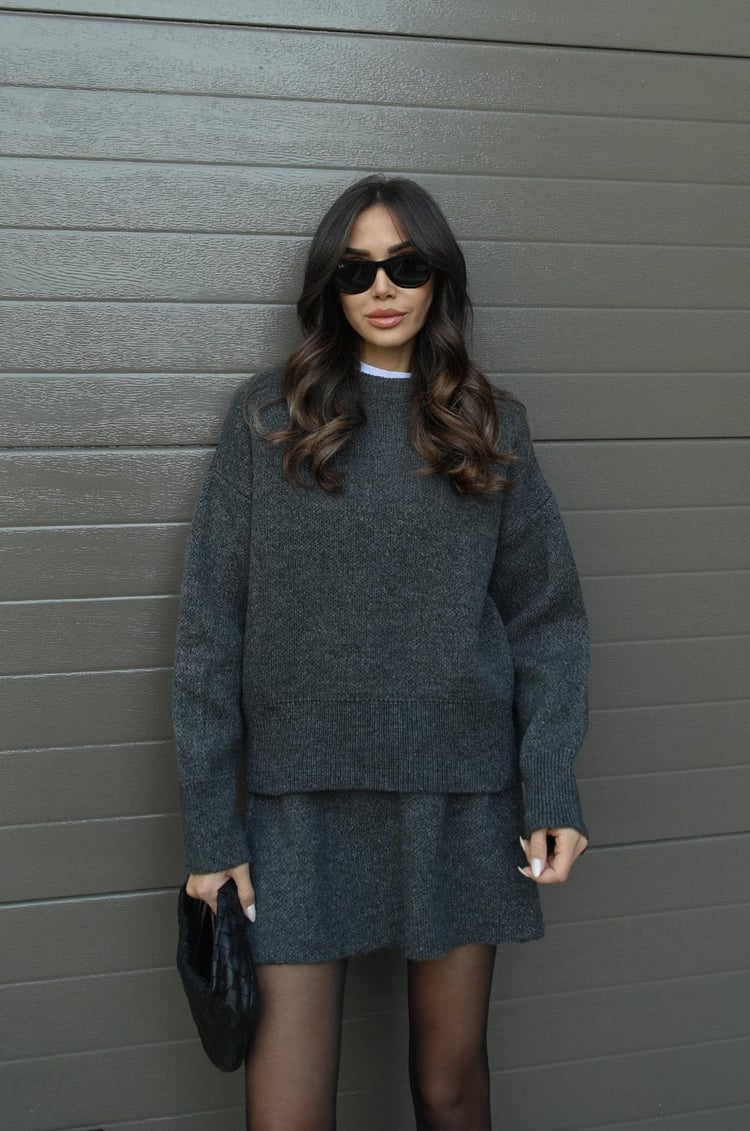 Women’s Oversized Knit Jumper And Mini Skirt Co-Ord