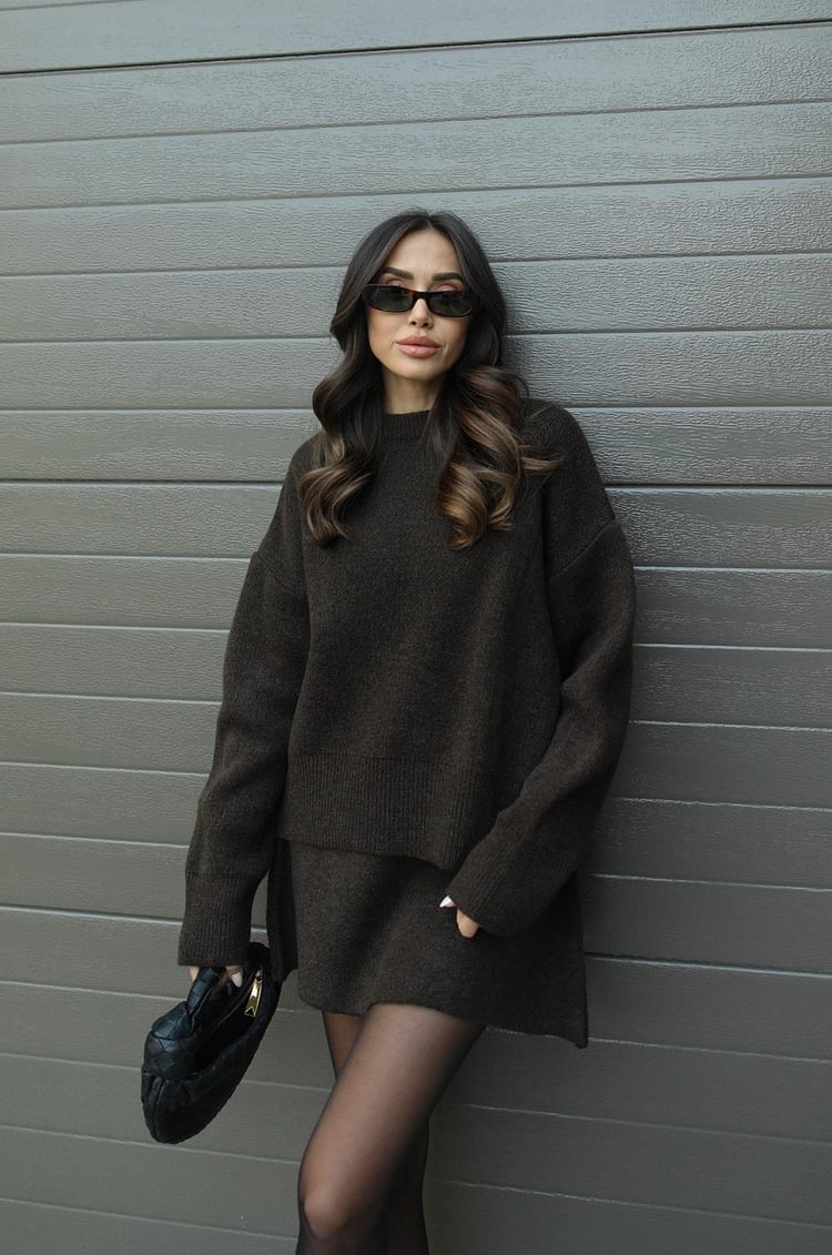 Women’s Oversized Knit Jumper And Mini Skirt Co-Ord