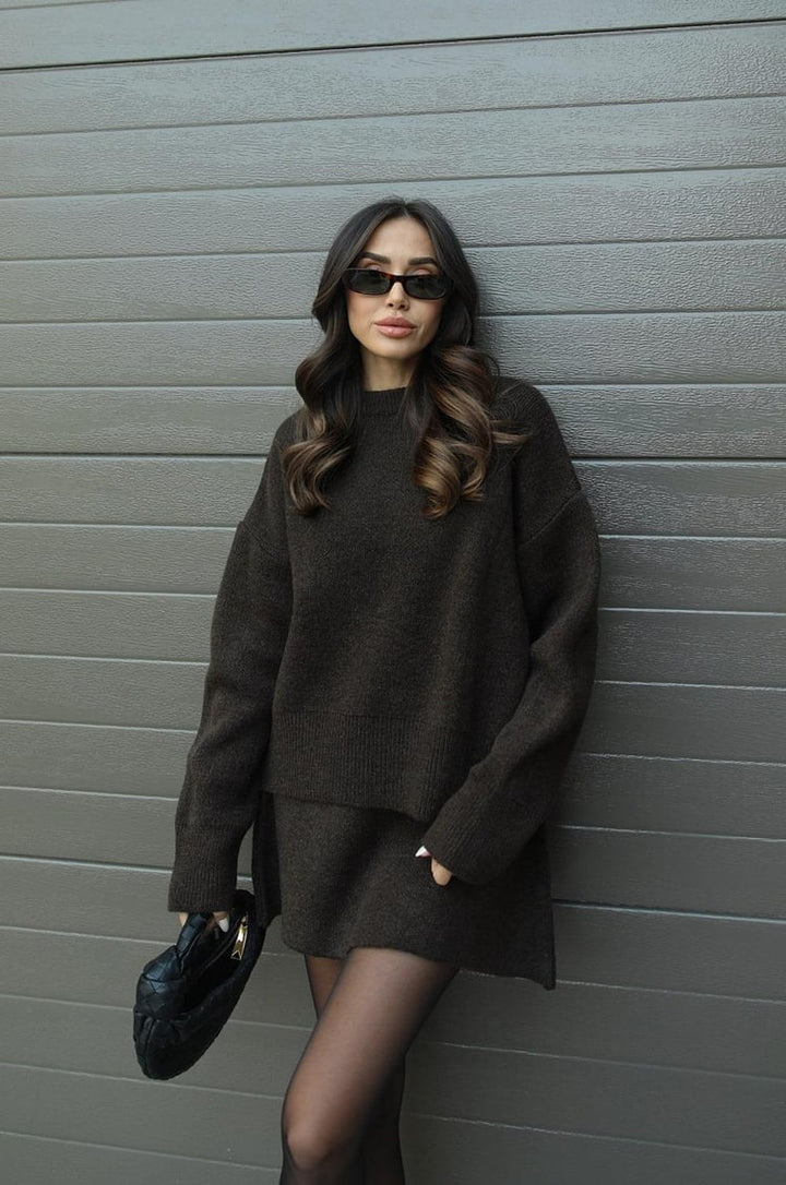 Women’s Oversized Knit Jumper And Mini Skirt Co-Ord