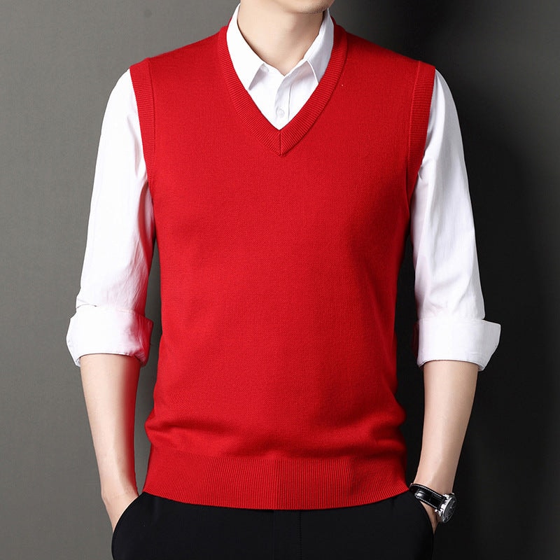 Cole | Men's Knit V Neck Sweater Vest Slim Fit Sleeveless Pullover