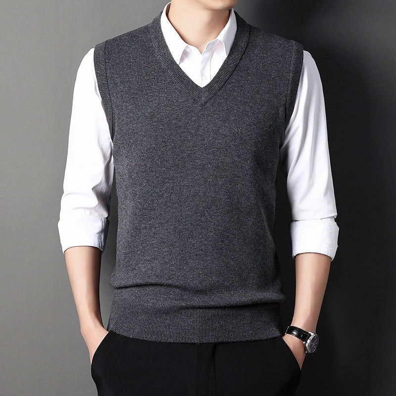 Cole | Men's Knit V Neck Sweater Vest Slim Fit Sleeveless Pullover