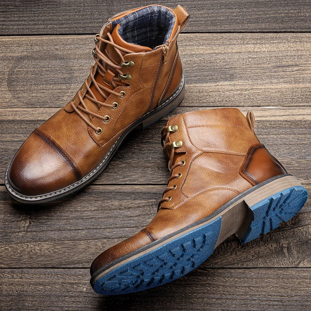 Caleb | Men's Cap Toe Lace Up Ankle Boots
