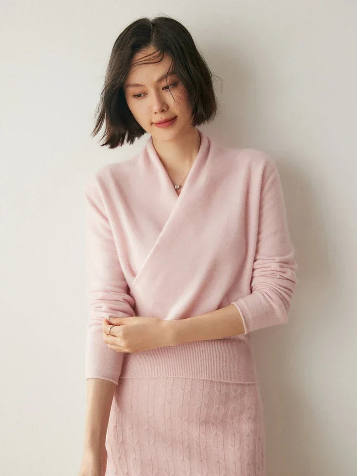 Women’s Wrap Front Sweater – Refined Slim Knit for Office and Smart Casual Wear