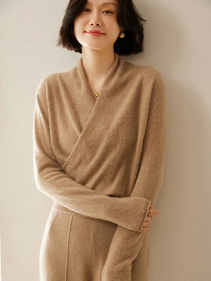 Women’s Wrap Front Sweater – Refined Slim Knit for Office and Smart Casual Wear
