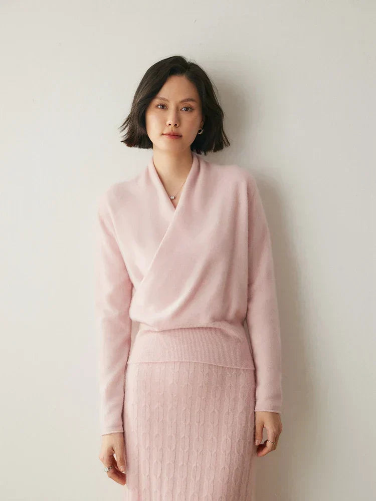 Women’s Wrap Front Sweater – Refined Slim Knit for Office and Smart Casual Wear