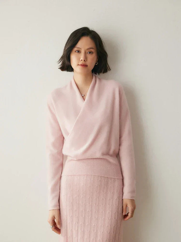 Women’s Wrap Front Sweater – Refined Slim Knit for Office and Smart Casual Wear