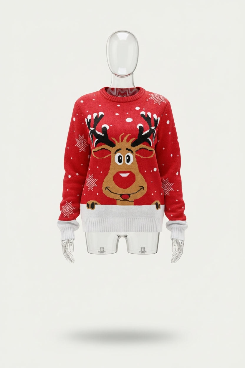 Poppy | Reindeer Print Christmas Sweater