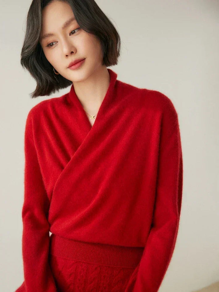 Women’s Wrap Front Sweater – Refined Slim Knit for Office and Smart Casual Wear