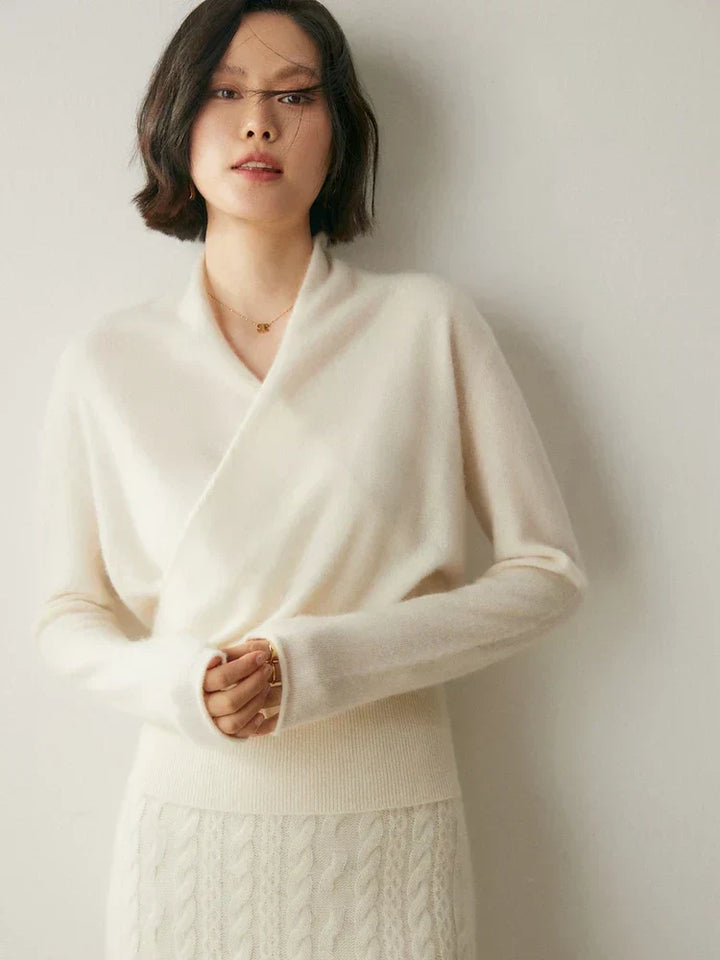 Women’s Wrap Front Sweater – Refined Slim Knit for Office and Smart Casual Wear
