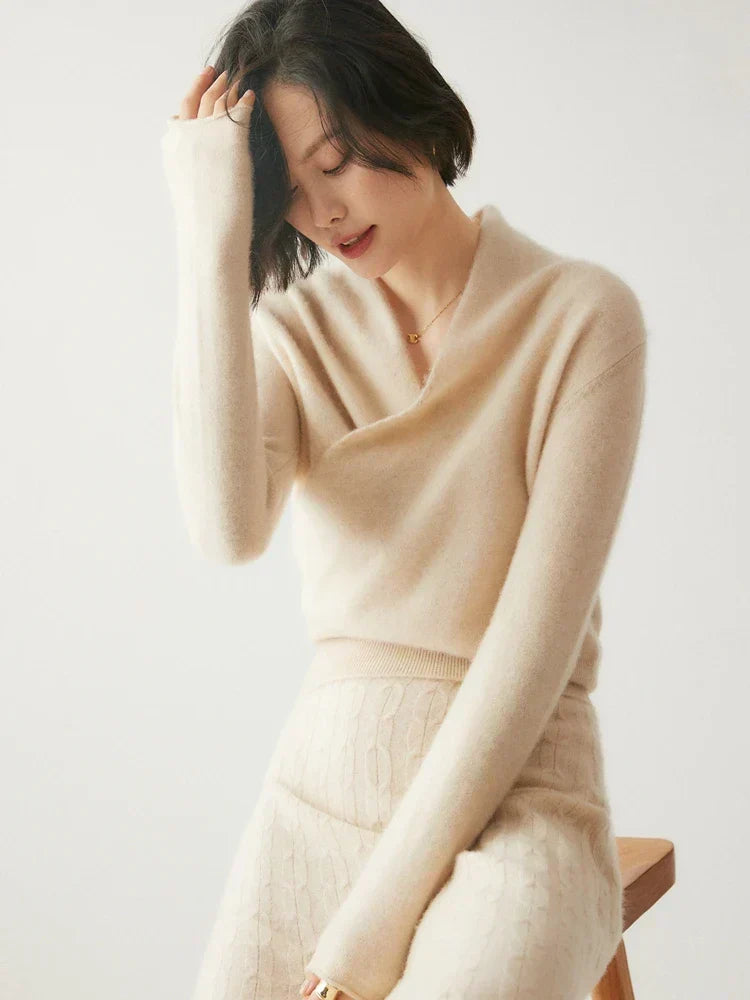 Women’s Wrap Front Sweater – Refined Slim Knit for Office and Smart Casual Wear