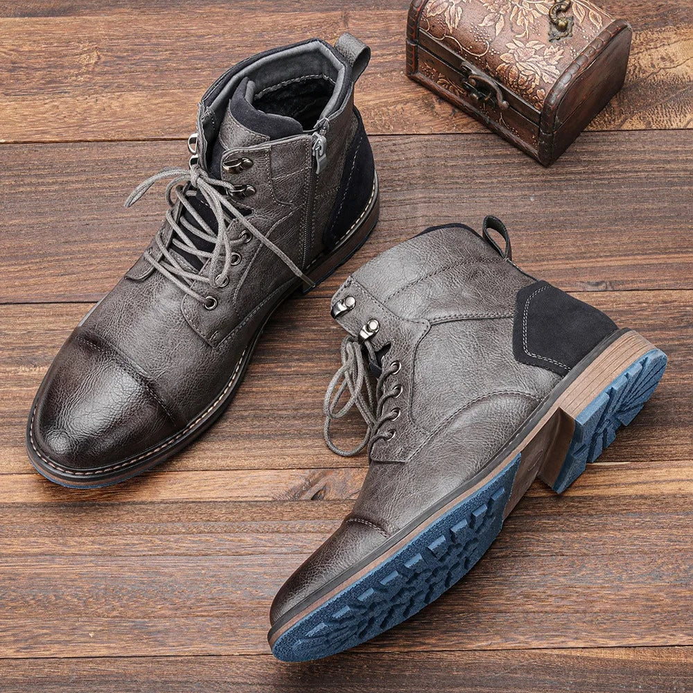 Caleb | Men's Cap Toe Lace Up Ankle Boots