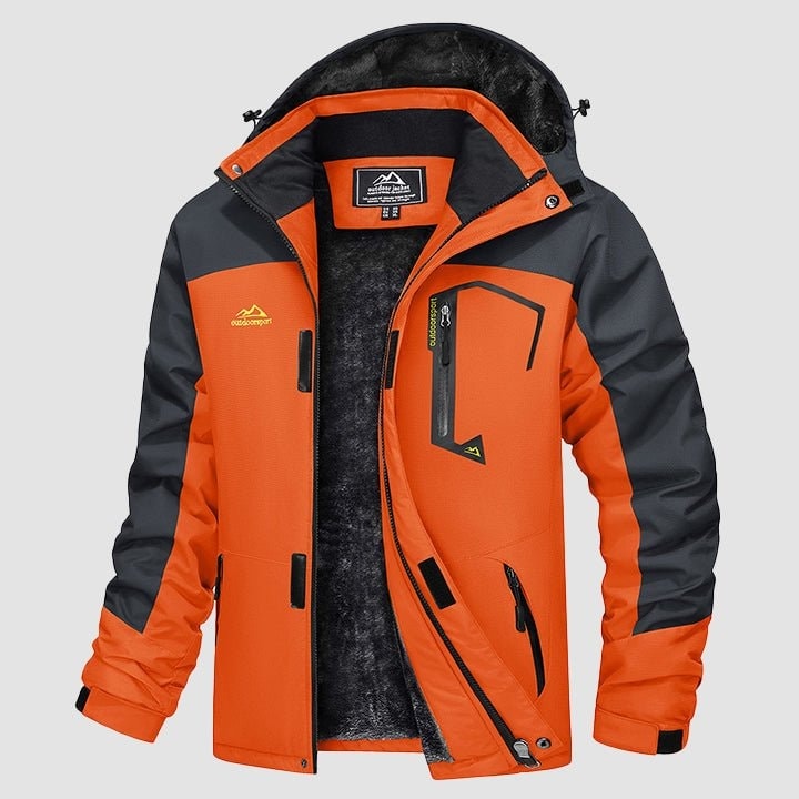 Orange Grey MAGCOMSEN Men's Water-Repellent Winter Ski Jacket with Fleece Lining in #Color_Orange Grey