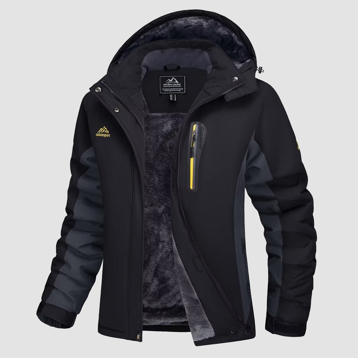 Black Grey MAGCOMSEN Women's Waterproof Fleece-Lined Ski Jacket with Hood in #Color_Black Grey