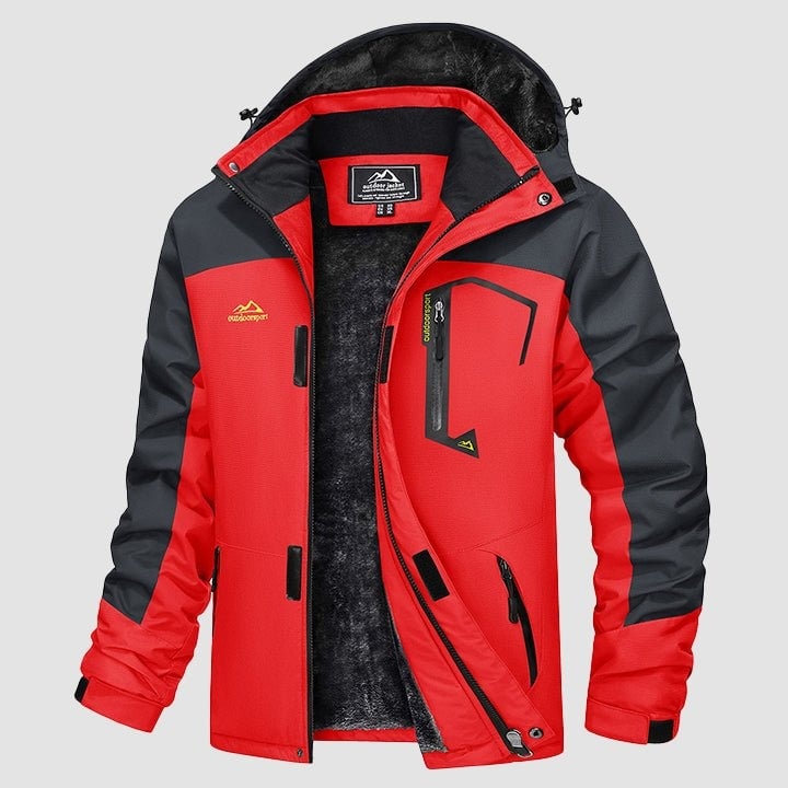 Red MAGCOMSEN Men's Water-Repellent Winter Ski Jacket with Fleece Lining in #Color_Red