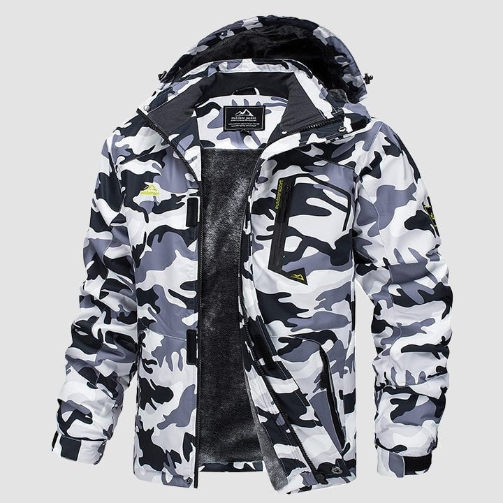 Grey Camo MAGCOMSEN Men's Water-Repellent Winter Ski Jacket with Fleece Lining in #Color_Grey Camo