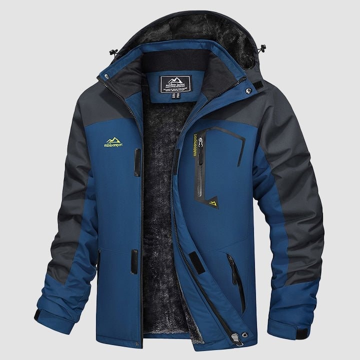 Denim Blue MAGCOMSEN Men's Water-Repellent Winter Ski Jacket with Fleece Lining in #Color_Denim Blue