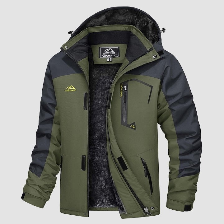 Army Green MAGCOMSEN Men's Water-Repellent Winter Ski Jacket with Fleece Lining in #Color_Army Green