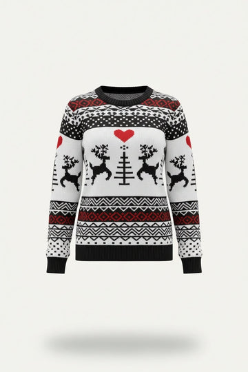 Poppy | Reindeer Print Christmas Sweater