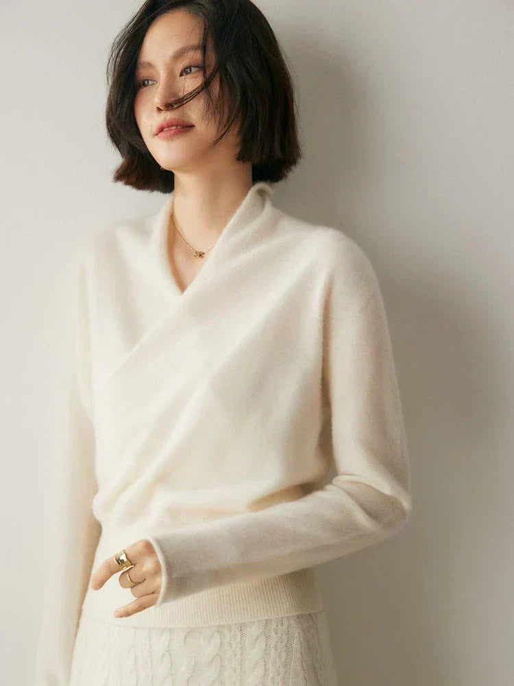 Women’s Wrap Front Sweater – Refined Slim Knit for Office and Smart Casual Wear