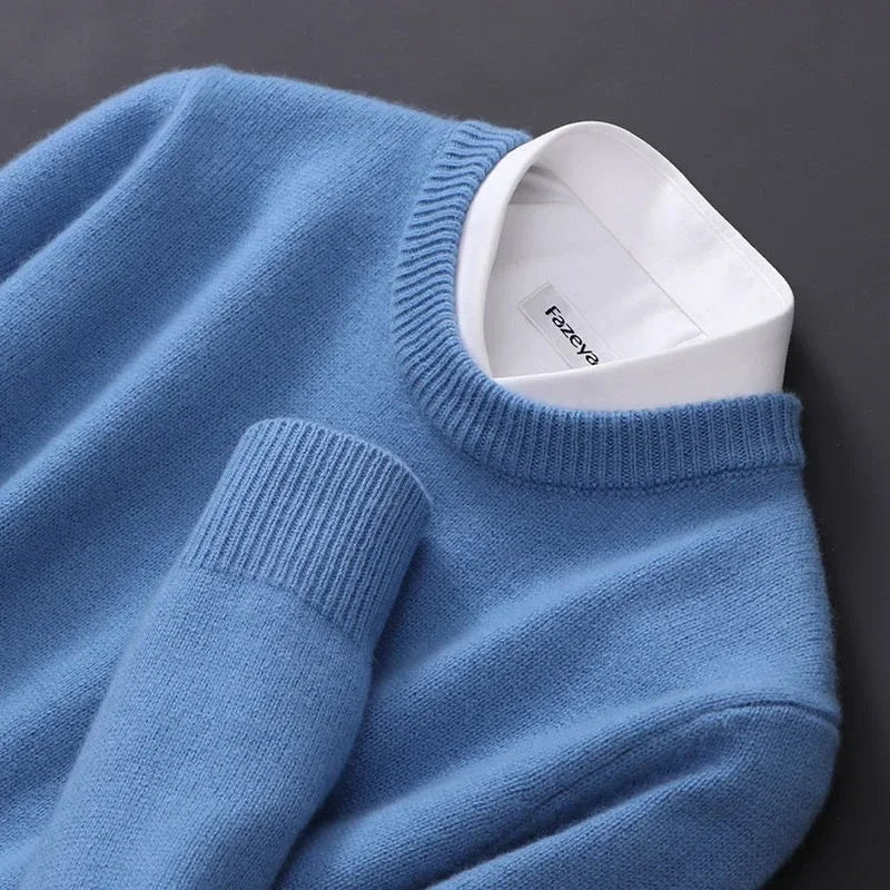 Chase | Men's Ribbed Knit Mock Neck Sweater with Contrast Collar