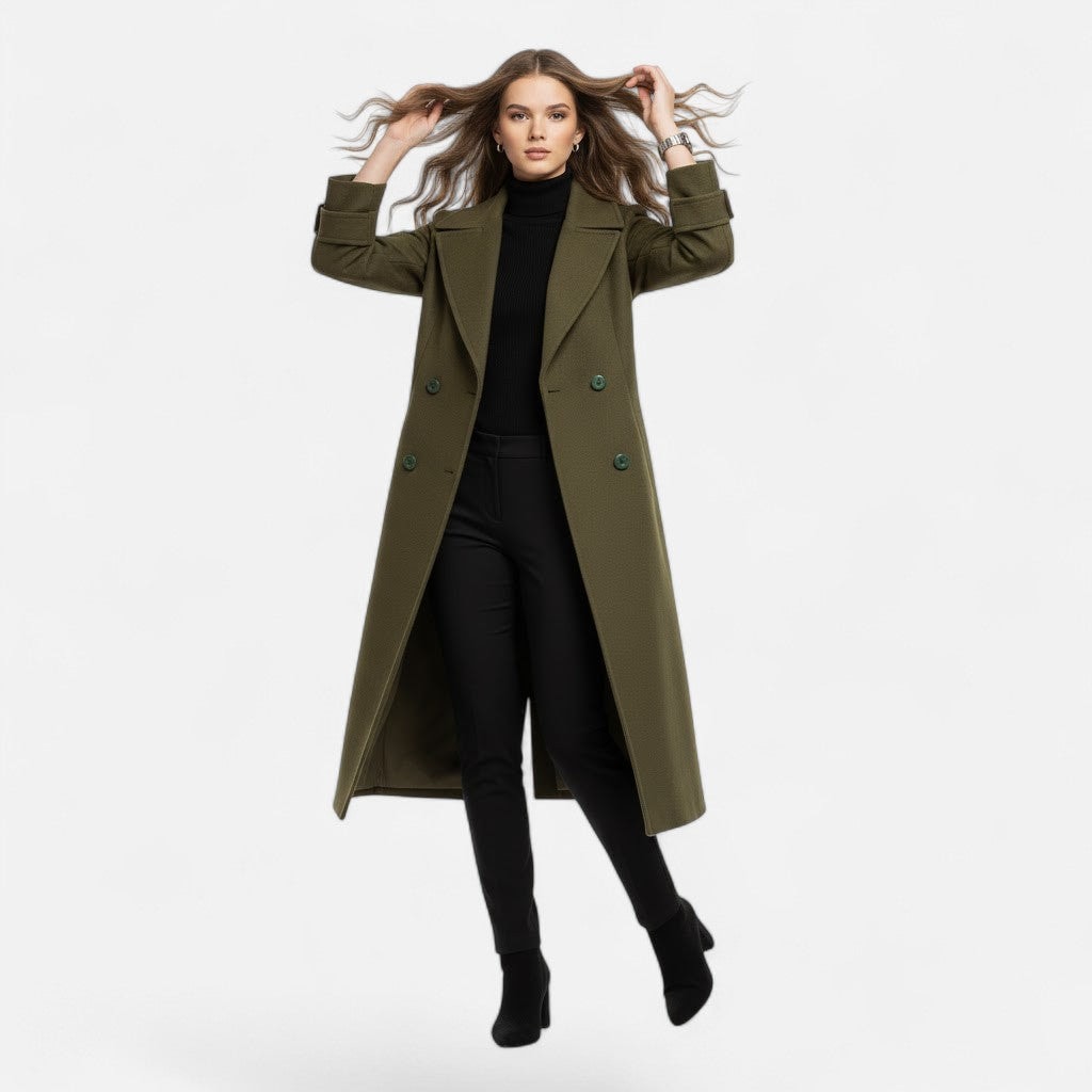 Florence | Women's Double Breasted Longline Wool Coat
