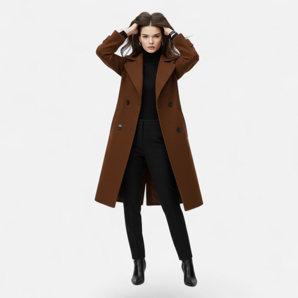 Florence | Women's Double Breasted Longline Wool Coat