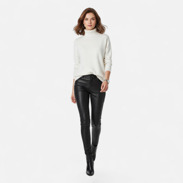 Valmonti | Women’s Wool-Blend Turtleneck Sweater – Oversized Thick Knit