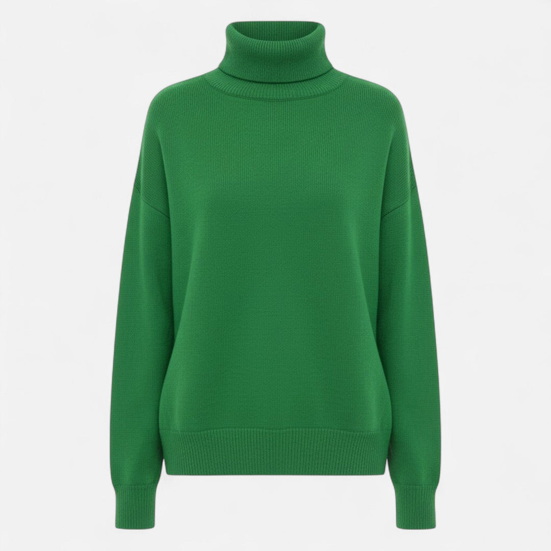 Valmonti | Women’s Wool-Blend Turtleneck Sweater – Oversized Thick Knit